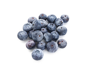 Frozen blueberries on white background