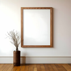 blank picture frame on parquet floor 