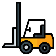 forklift icon in filled line style isolated on transparent background. Construction tools, vector illustration for graphic design projects