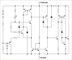 Schematic diagram of electronic device. 
Vector drawing electrical circuit with
electronic components  (resistor, diode, transistor).