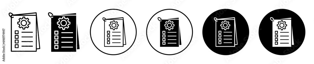 Poster job description icon. worker or employee work duties and function list symbol. company staff perform