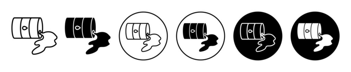 Oil spill icon. Crude petrol or diesel leak through barrel symbol. Industrial petroleum waste splash vector. chemical fuel or gasoline drip logo.