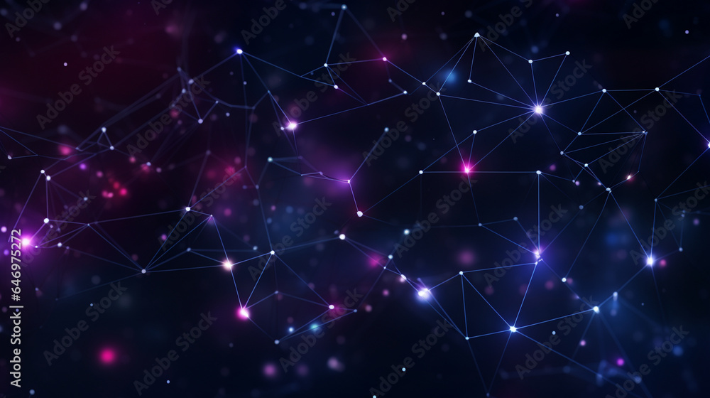 Wall mural abstract technology background glowing geometric pattern 3d render
