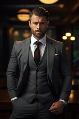 Fashionable young man in formal clothes. Generative AI