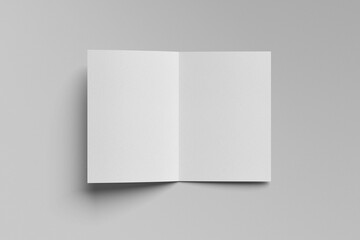 Booklet or brochure a4 bifolded mockup isolated on gray background.