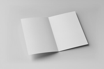 Booklet or brochure a4 bifolded mockup isolated on gray background.