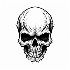 Hand-Drawn Halloween Skull Monochrome Classic