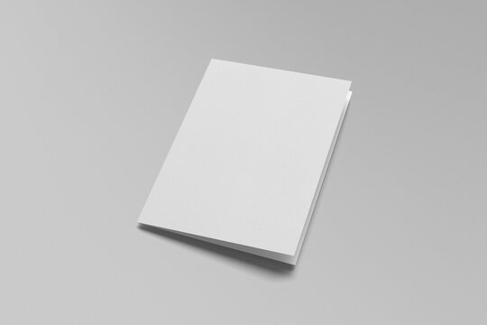 Booklet or brochure a4 bifolded mockup isolated on gray background.