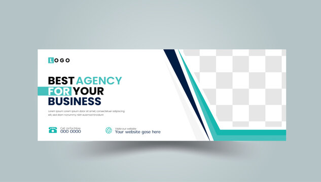 Professional business Facebook cover page timeline web ad banner template with photo place modern layout white background and Vivid red shape and text design