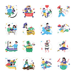 Trendy Pack of World Events Flat Illustrations 

