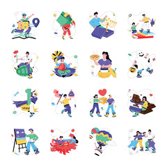 Fototapeta premium Set of World Festivals Flat Illustrations