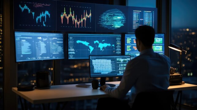 A data scientist analyzing big data sets with advanced analytics tools