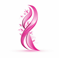 Modern pink ribbon on elegant white background