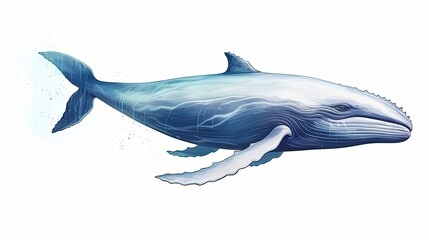 Obraz premium Big Whale Illustration White Isolation