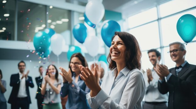 An IT specialist celebrating a successful project milestone with colleagues