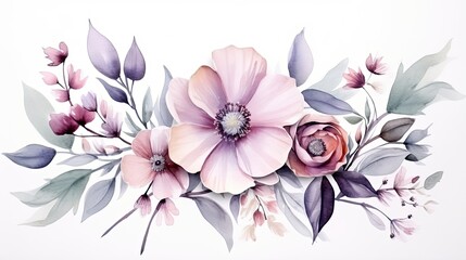 Flowers in the Style of Watercolor Art Luxurious Floral
