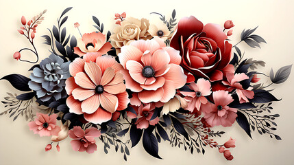 3d illustrated flowers