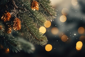 Glittering Lights Creating a Mesmerizing Backdrop for Christmas Tree Needles 