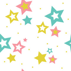 Obraz premium Seamless pink, yellow, green star pattern