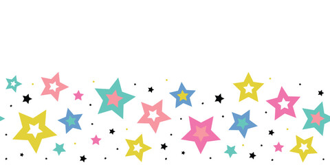 Seamless pastel star confetti border