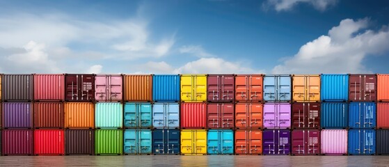 multicolored containers at a port for advertising and website background