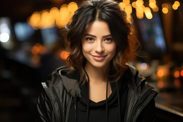 programmer In a coding bootcamp determined and innovative woman programs software