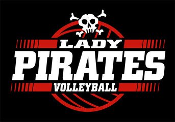 Obraz premium lady pirates volleyball team design with ball for school, college or league sports