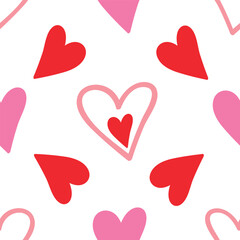 Seamless pink and red heart pattern