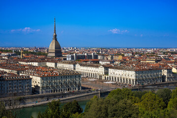 Fototapeta na wymiar Areal view of Torino, Italy