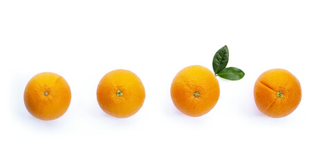 High vitamin C, Juicy and sweet. Fresh orange fruit on white background.