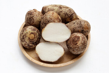 Satoimo, taro roots or japanese sweet taro