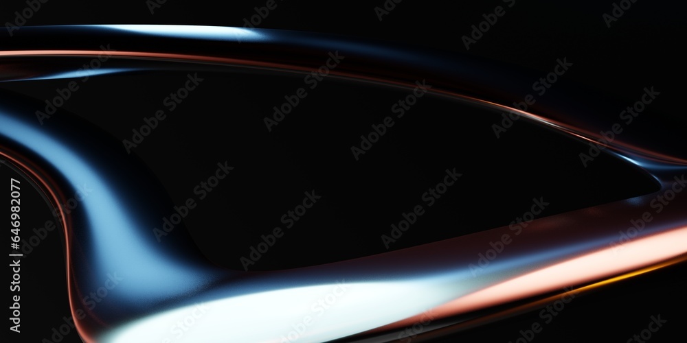 Poster liquid metal lines in motion dark background. modern abstract backdrop. design element for banner, c