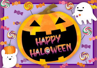 ハロウィンのメッセージカード（フレーム　見出し　タイトル　ハロウィーン　セール）