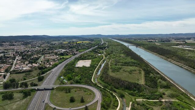 French engineering feat: Aerial glimpse of energy nexus.
