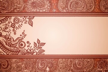 Cultural Indian wedding card canvas, mehndi-inspired artwork, intricate henna patterns.