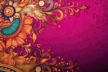 Vibrant Indian wedding card background, rich colors, intricate patterns.
