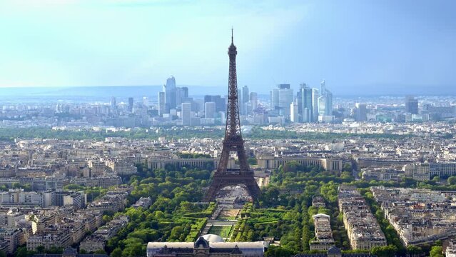 Eiffel Tower in the City of Paris France from above - aerial view - stock photography