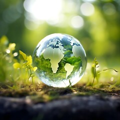 Global Sustainability: A Greener Tomorrow - Simple Wallpaper, Green City, Square, Globe, generative AI	