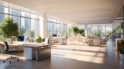 Contemporary Office Space: Tech-Savvy Collaboration, Workspace, generative AI	