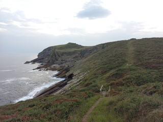 Cliffs of the coast of Ruiloba, Cantabria in  a cloudy day