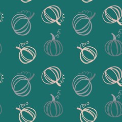 Autumn harvest vegetable seamless pumpkins pattern for wrapping paper and fabrics and linens and kids clothes