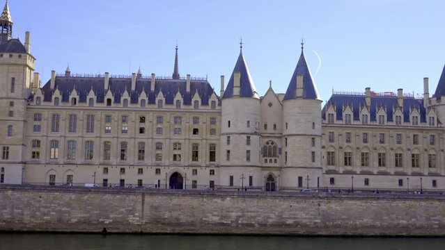 Paris City Palace called Palais-de-la-cite with Palace of Justice - stock photography