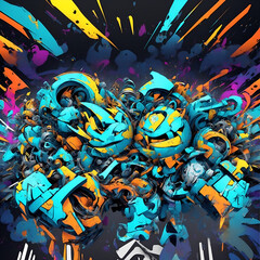 Grafitti wall art digital design wallpaper - abstract