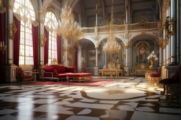 Fototapeta premium Lavish baroque interior. Generate Ai