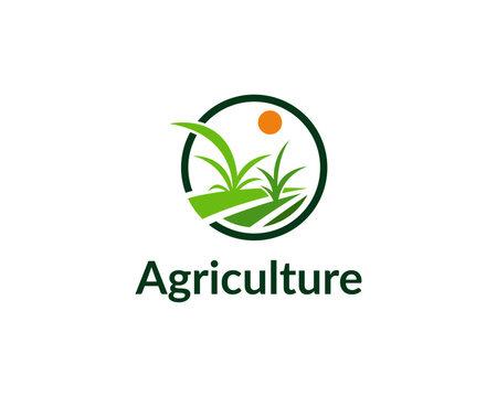 Farming and agriculture logo design. Creative agriculture logo template. Design for agriculture, agronomy, wheat farm, rural country farming field, natural harvest.