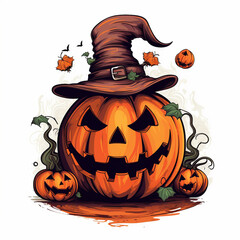 Halloween Pumpkin Scarecrows Illustration Background