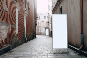 A blank billboard in the streets of the city
