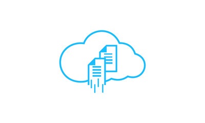 document and cloud logo combination, Simple and minimalist logo design, Cloud storage text document icon
