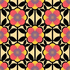 Retro flower seamless geometric ethnic flora pattern for wrapping paper and fabrics and linens and kids clothes print