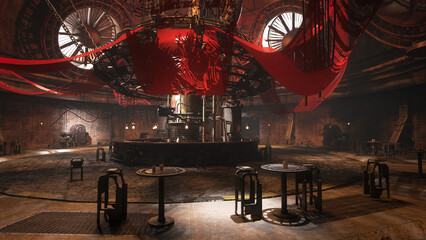 Fantasy dark moody atmospheric bar. Dystopian cyberpunk science fiction environment. 3D rendering. © IG Digital Arts